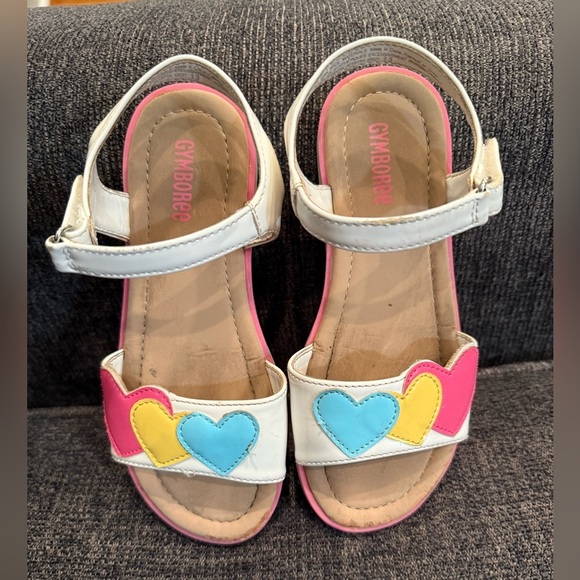 Gymboree Kids Sandals with Heart Accents - Pink, Yellow, Blue/size 13 - Picture 4 of 10